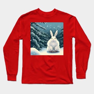 Angora Rabbit Flemish Giant Bunny in the Christmas Party Long Sleeve T-Shirt